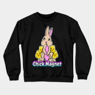 Bunny Chick Magnet White Crewneck Sweatshirt